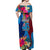 Personalised Tuvalu Independence Day Off Shoulder Maxi Dress 1st October 46th Anniversary Polynesian Jungle Flower