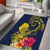 Niue Independence Day Area Rug Hiapo Pattern Hibiscus Plumeria and Uga