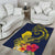 Niue Independence Day Area Rug Hiapo Pattern Hibiscus Plumeria and Uga