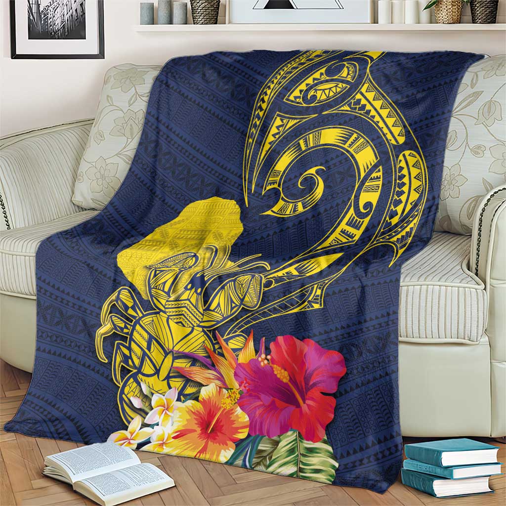 Niue Independence Day Blanket Hiapo Pattern Hibiscus Plumeria and Uga