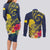 Niue Independence Day Couples Matching Long Sleeve Bodycon Dress and Long Sleeve Button Shirt Hiapo Pattern Hibiscus Plumeria and Uga