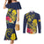 Niue Independence Day Couples Matching Mermaid Dress and Long Sleeve Button Shirt Hiapo Pattern Hibiscus Plumeria and Uga