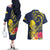 Niue Independence Day Couples Matching Off The Shoulder Long Sleeve Dress and Hawaiian Shirt Hiapo Pattern Hibiscus Plumeria and Uga