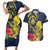 Niue Independence Day Couples Matching Short Sleeve Bodycon Dress and Hawaiian Shirt Hiapo Pattern Hibiscus Plumeria and Uga