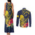 Niue Independence Day Couples Matching Tank Maxi Dress and Long Sleeve Button Shirt Hiapo Pattern Hibiscus Plumeria and Uga