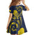 Niue Independence Day Family Matching Off Shoulder Maxi Dress and Hawaiian Shirt Hiapo Pattern Hibiscus Plumeria and Uga