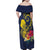 Niue Independence Day Family Matching Off Shoulder Maxi Dress and Hawaiian Shirt Hiapo Pattern Hibiscus Plumeria and Uga