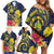 Niue Independence Day Family Matching Off Shoulder Short Dress and Hawaiian Shirt Hiapo Pattern Hibiscus Plumeria and Uga