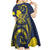 Niue Independence Day Kid Short Sleeve Dress Hiapo Pattern Hibiscus Plumeria and Uga