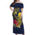 Niue Independence Day Off Shoulder Maxi Dress Hiapo Pattern Hibiscus Plumeria and Uga