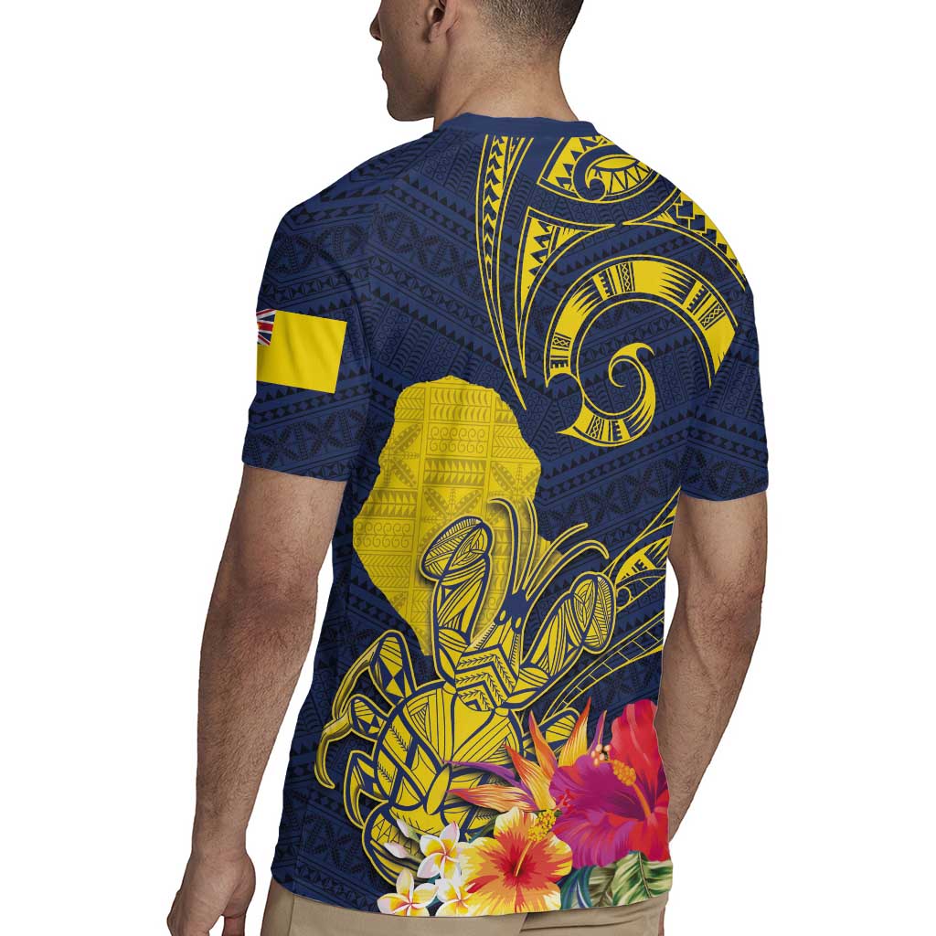 Niue Independence Day Rugby Jersey Hiapo Pattern Hibiscus Plumeria and Uga