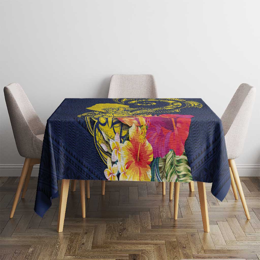 Niue Independence Day Tablecloth Hiapo Pattern Hibiscus Plumeria and Uga