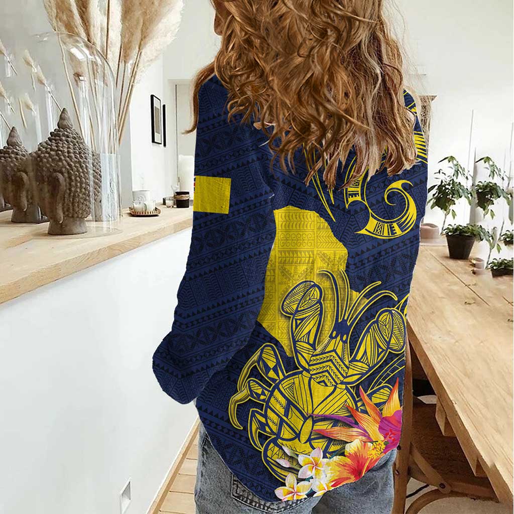 Niue Independence Day Women Casual Shirt Hiapo Pattern Hibiscus Plumeria and Uga LT03 - Polynesian Pride