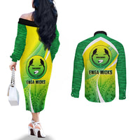 Enga Mioks Rugby Couples Matching Off The Shoulder Long Sleeve Dress and Long Sleeve Button Shirts Papua New Guinea Polynesian Tattoo LT03 - Polynesian Pride