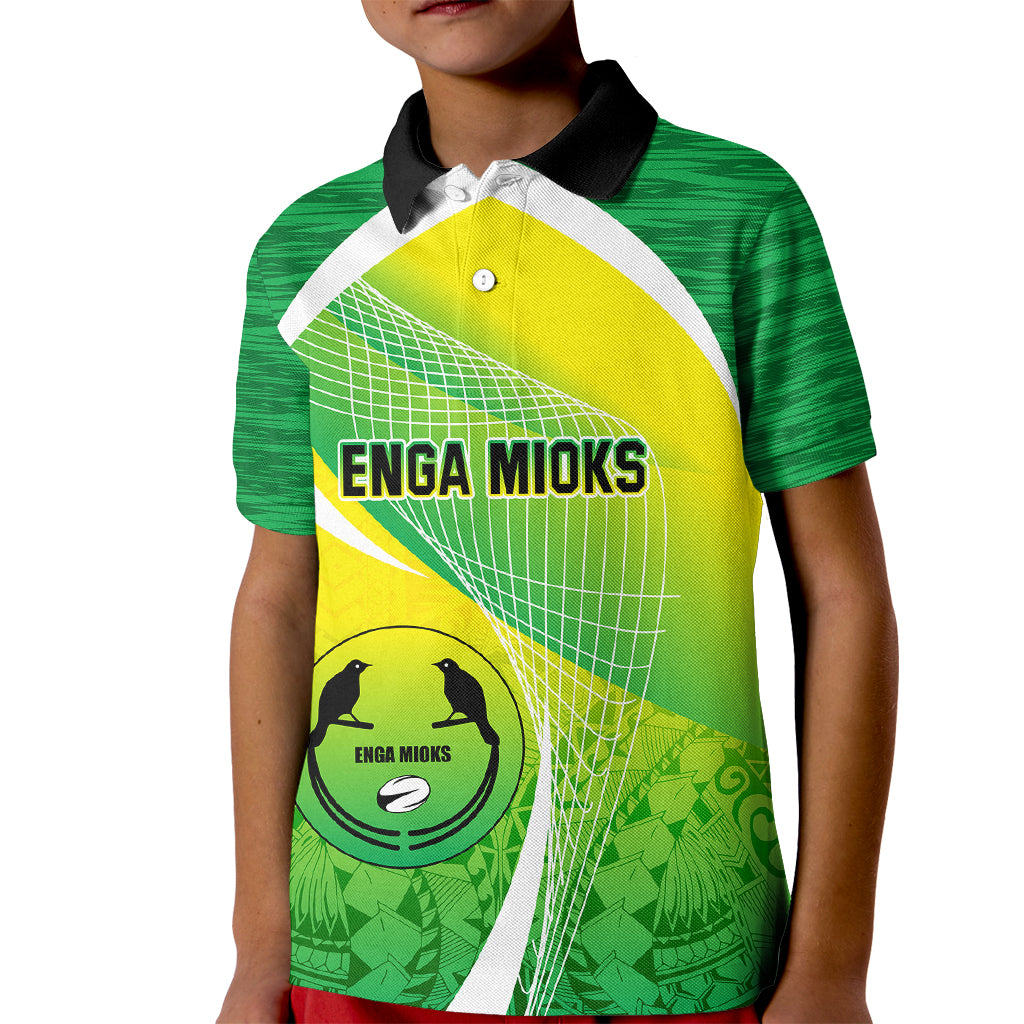 Enga Mioks Rugby Kid Polo Shirt Papua New Guinea Polynesian Tattoo LT03 Kid Green - Polynesian Pride