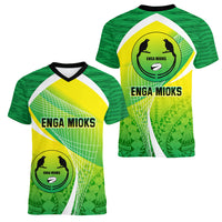 Enga Mioks Rugby Women V Neck T Shirt Papua New Guinea Polynesian Tattoo LT03 - Polynesian Pride