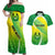 Custom Enga Mioks Rugby Couples Matching Off Shoulder Maxi Dress and Hawaiian Shirt Papua New Guinea Polynesian Tattoo LT03 Green - Polynesian Pride