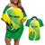 Custom Enga Mioks Rugby Couples Matching Off Shoulder Short Dress and Hawaiian Shirt Papua New Guinea Polynesian Tattoo LT03 Green - Polynesian Pride