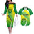 Custom Enga Mioks Rugby Couples Matching Off The Shoulder Long Sleeve Dress and Hawaiian Shirt Papua New Guinea Polynesian Tattoo LT03 Green - Polynesian Pride