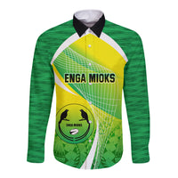 Custom Enga Mioks Rugby Long Sleeve Button Shirt Papua New Guinea Polynesian Tattoo LT03 Unisex Green - Polynesian Pride