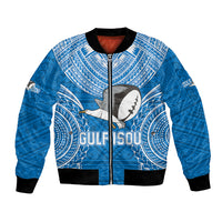 Gulf Isou Rugby Bomber Jacket Papua New Guinea Polynesian Tattoo LT03 Unisex Blue - Polynesian Pride