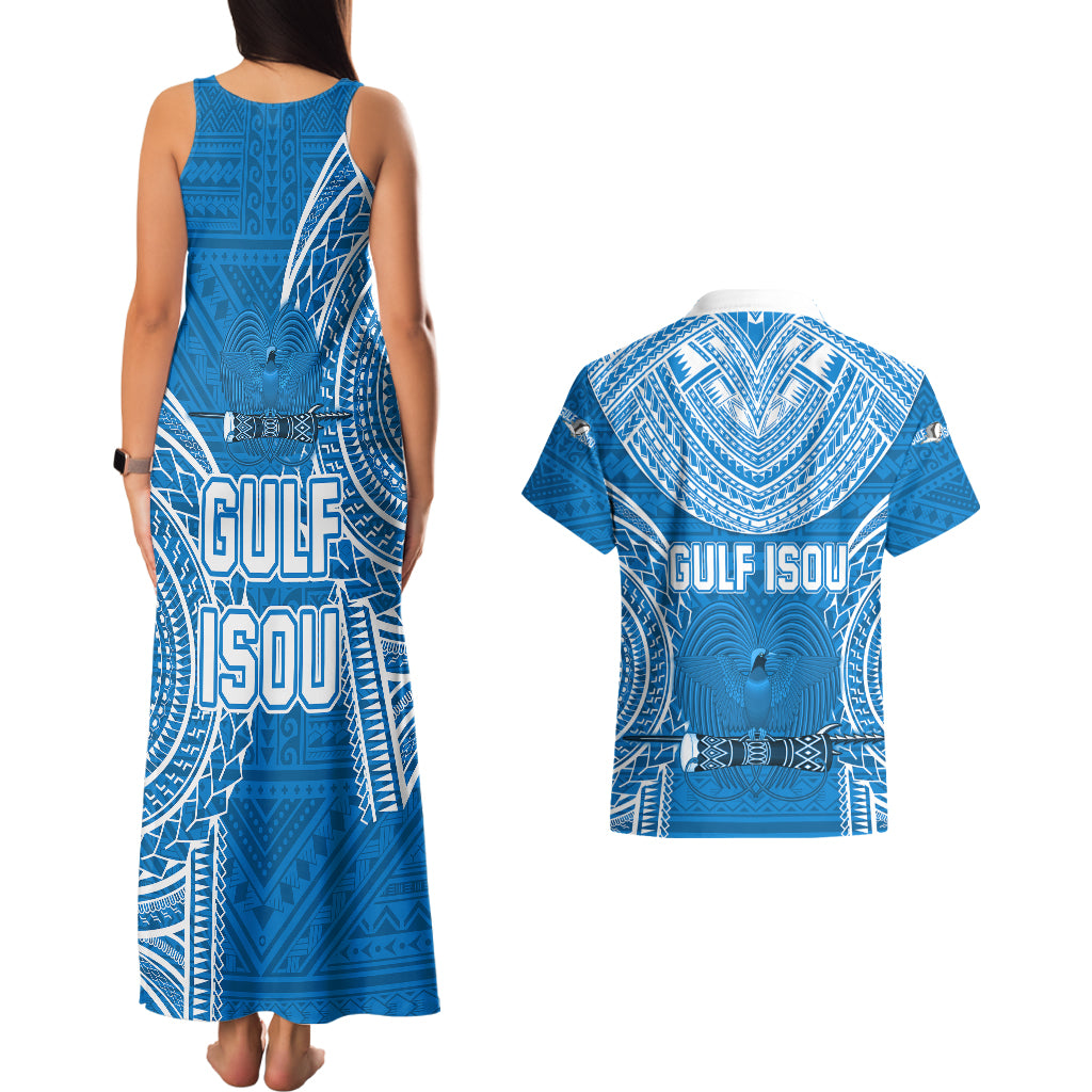 Gulf Isou Rugby Couples Matching Tank Maxi Dress and Hawaiian Shirt Papua New Guinea Polynesian Tattoo LT03 - Polynesian Pride