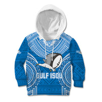 Gulf Isou Rugby Kid Hoodie Papua New Guinea Polynesian Tattoo LT03 Blue - Polynesian Pride