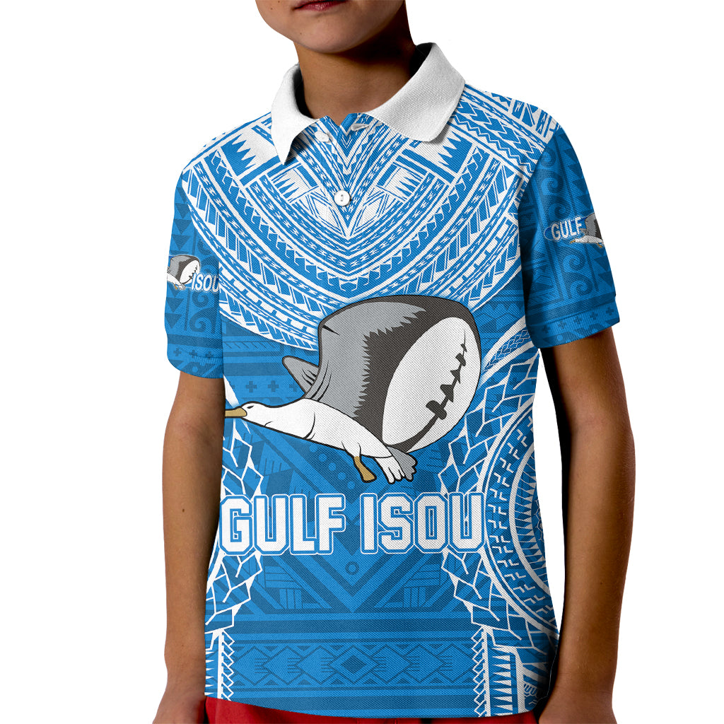 Gulf Isou Rugby Kid Polo Shirt Papua New Guinea Polynesian Tattoo LT03 Kid Blue - Polynesian Pride