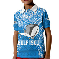 Gulf Isou Rugby Kid Polo Shirt Papua New Guinea Polynesian Tattoo LT03 Kid Blue - Polynesian Pride