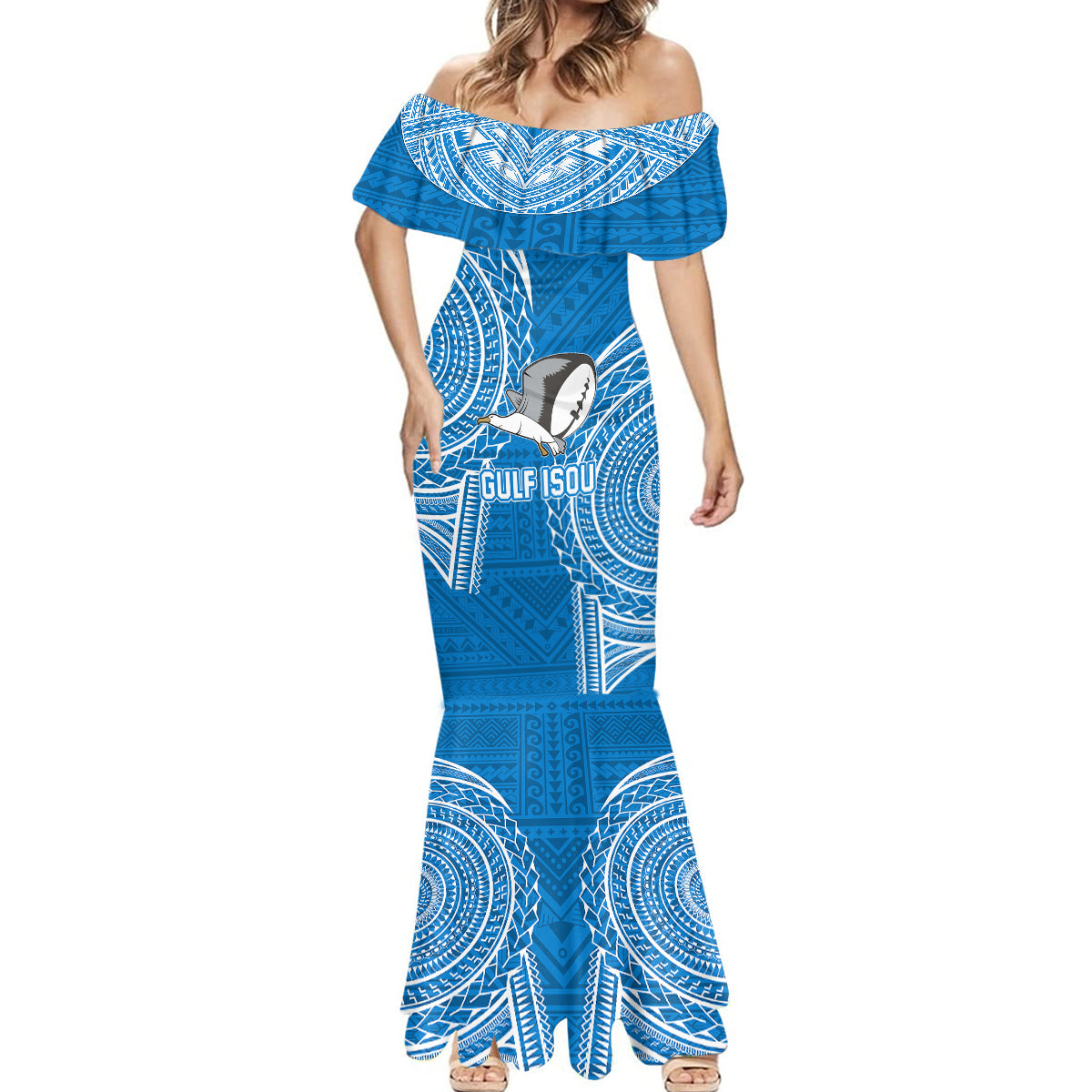 Custom Gulf Isou Rugby Mermaid Dress Papua New Guinea Polynesian Tattoo LT03 - Polynesian Pride