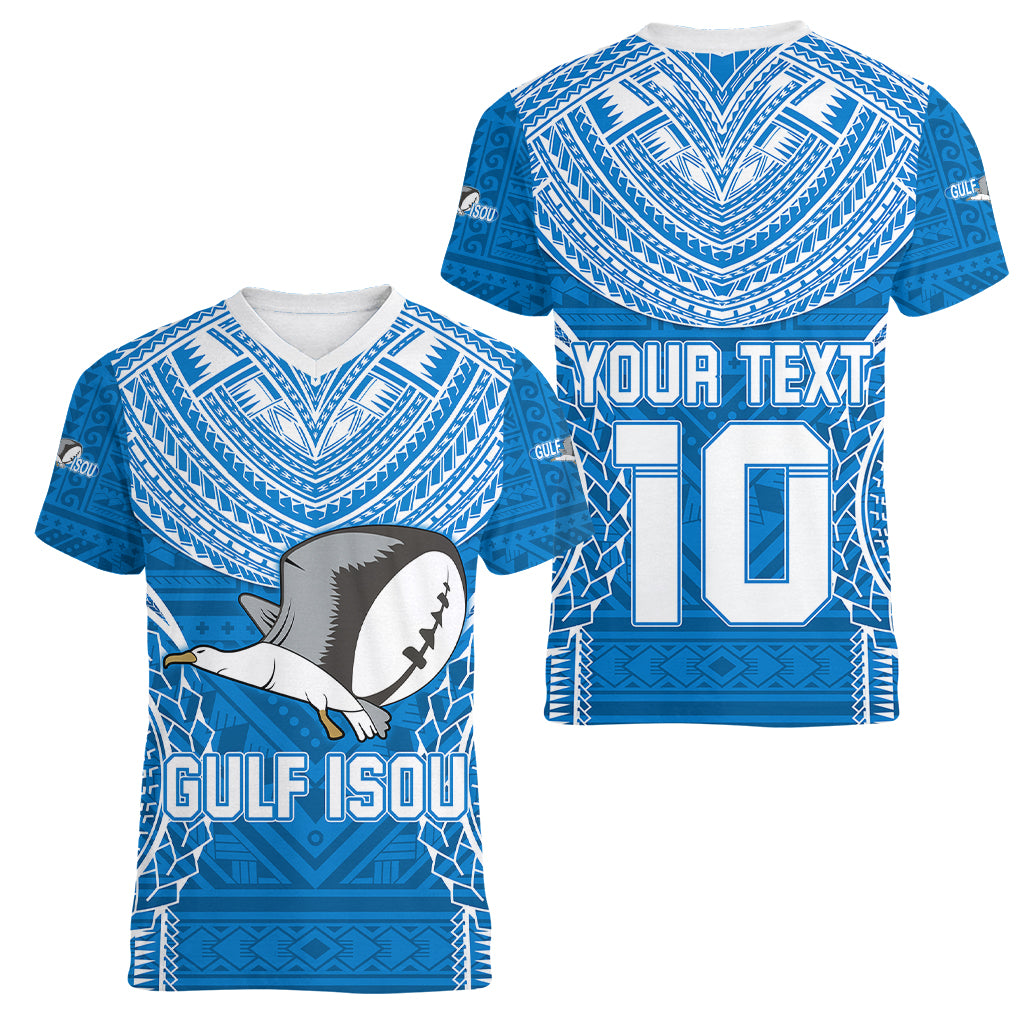 Custom Gulf Isou Rugby Women V Neck T Shirt Papua New Guinea Polynesian Tattoo LT03 - Polynesian Pride