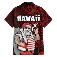 Hawaii Aloha Santa Claus Funny Polynesian Tattoo Family Matching Puletasi and Hawaiian Shirt Red Color LT03 - Polynesian Pride