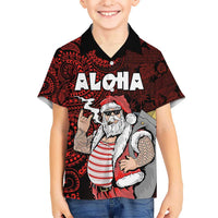 Hawaii Aloha Santa Claus Funny Polynesian Tattoo Kid Hawaiian Shirt Red Color LT03 Kid Red - Polynesian Pride