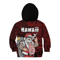 Hawaii Aloha Santa Claus Funny Polynesian Tattoo Kid Hoodie Red Color