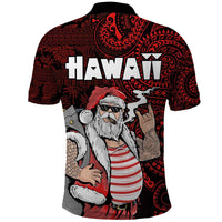 Hawaii Aloha Santa Claus Funny Polynesian Tattoo Polo Shirt Red Color