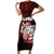 Hawaii Aloha Santa Claus Funny Polynesian Tattoo Short Sleeve Bodycon Dress Red Color