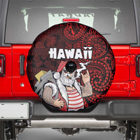 Hawaii Aloha Santa Claus Funny Polynesian Tattoo Spare Tire Cover Red Color