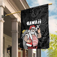 Hawaii Aloha Santa Claus Funny Polynesian Tattoo Garden Flag Black Color