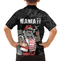 Hawaii Aloha Santa Claus Funny Polynesian Tattoo Kid Hawaiian Shirt Black Color LT03 - Polynesian Pride