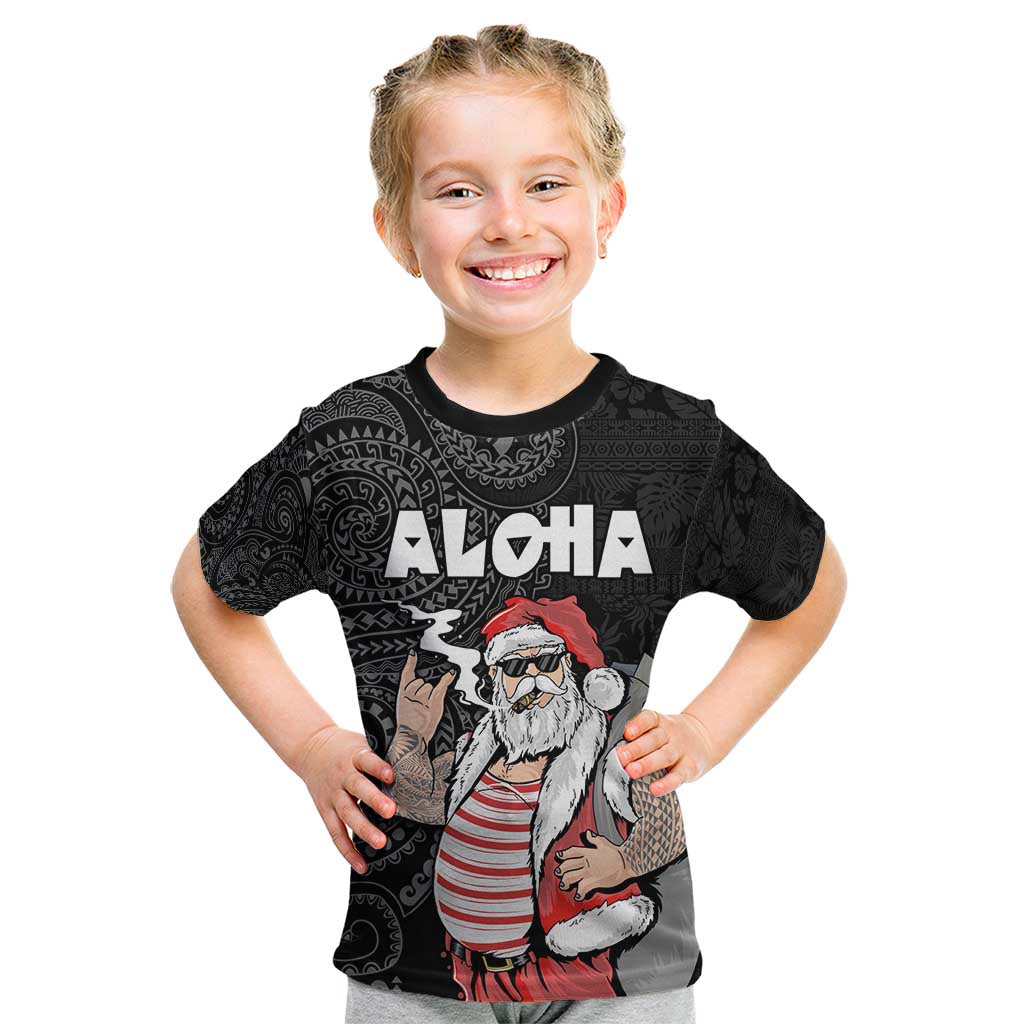 Hawaii Aloha Santa Claus Funny Polynesian Tattoo Kid T Shirt Black Color LT03 Black - Polynesian Pride