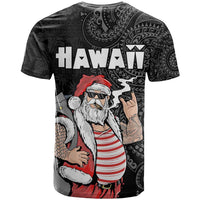 Hawaii Aloha Santa Claus Funny Polynesian Tattoo T Shirt Black Color