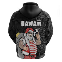 Hawaii Aloha Santa Claus Funny Polynesian Tattoo Zip Hoodie Black Color LT03 - Polynesian Pride