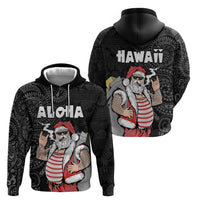 Hawaii Aloha Santa Claus Funny Polynesian Tattoo Zip Hoodie Black Color LT03 - Polynesian Pride