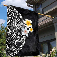 Hawaiian Hibiscus and Plumeria Polynesian Tribal Tattoo Garden Flag Black Color