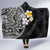 Hawaiian Hibiscus and Plumeria Polynesian Tribal Tattoo Hooded Blanket Black Color