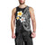 Hawaiian Hibiscus and Plumeria Polynesian Tribal Tattoo Men Tank Top Black Color