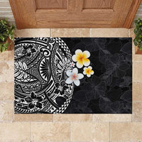 Hawaiian Hibiscus and Plumeria Polynesian Tribal Tattoo Rubber Doormat Black Color LT03 Black - Polynesian Pride