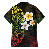 Hawaiian Hibiscus and Plumeria Polynesian Tribal Tattoo Family Matching Puletasi and Hawaiian Shirt Reggae Color LT03 - Polynesian Pride