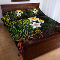 Hawaiian Hibiscus and Plumeria Polynesian Tribal Tattoo Quilt Bed Set Reggae Color LT03 - Polynesian Pride