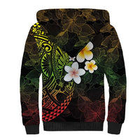 Hawaiian Hibiscus and Plumeria Polynesian Tribal Tattoo Sherpa Hoodie Reggae Color